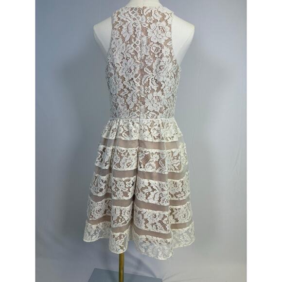 AQUA White Lace Dress Sleeveless Layered Party Cocktail Dress Sz 6 - Picture 7 of 12